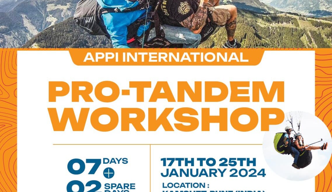 APPI Tandem Pro Workshop for experienced Tandem Pilots. India 17 – 25 January 2024